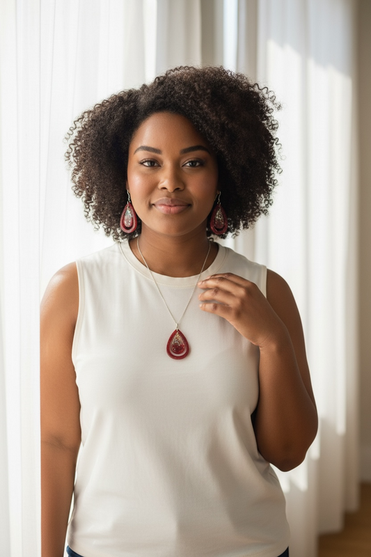 Double Teardrop Necklace Set